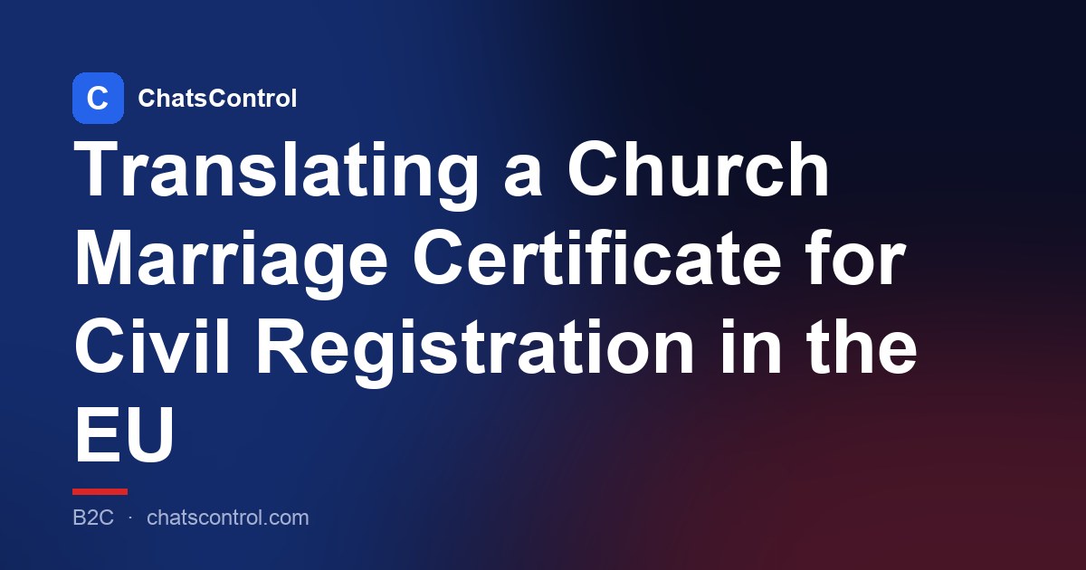 Translating a Church Marriage Certificate for Civil Registration in the EU