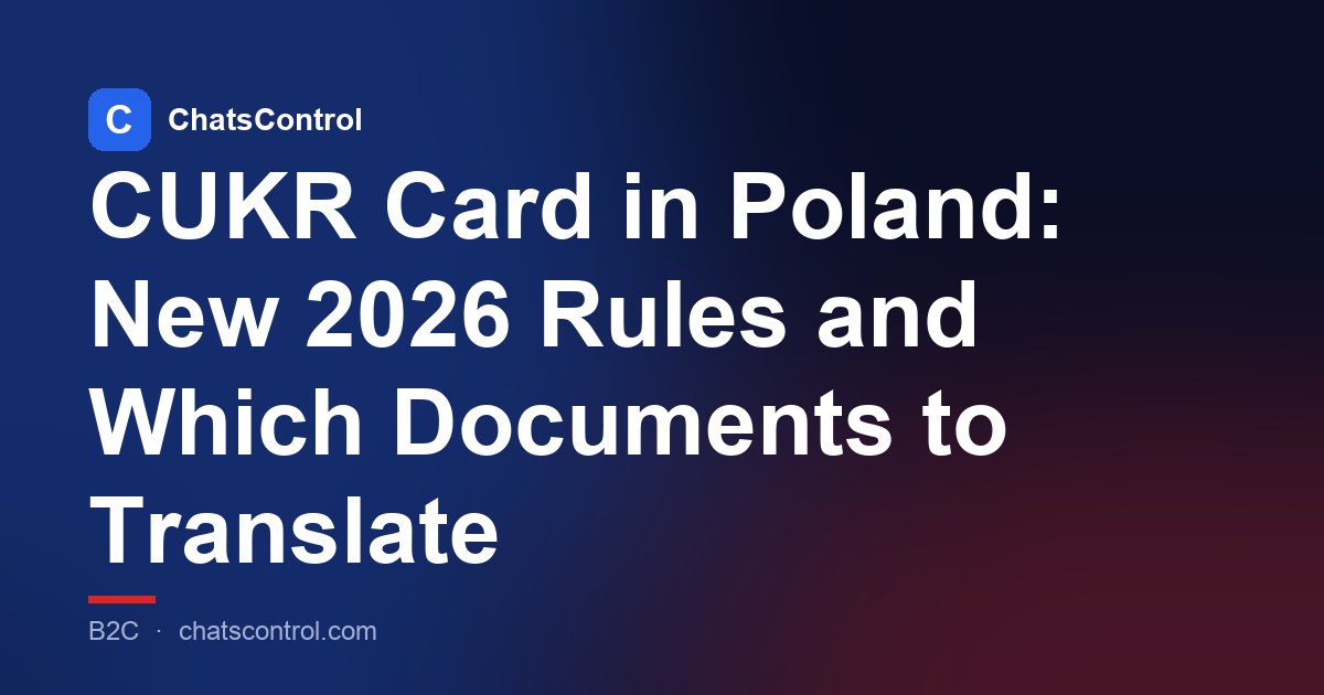 CUKR Card in Poland: New 2026 Rules and Which Documents to Translate