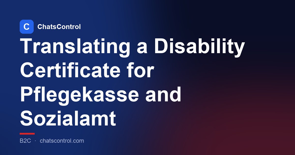 Translating a Disability Certificate for Pflegekasse and Sozialamt