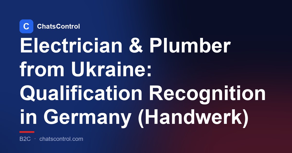 Electrician & Plumber from Ukraine: Qualification Recognition in Germany (Handwerk)