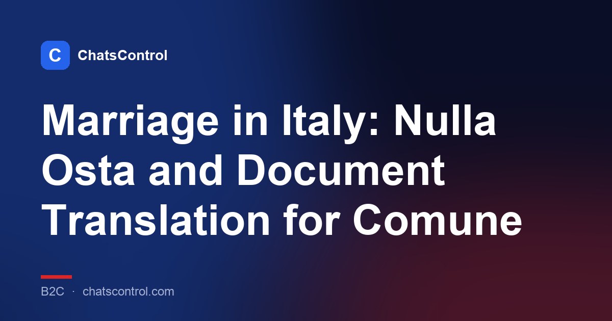 Marriage in Italy: Nulla Osta and Document Translation for Comune