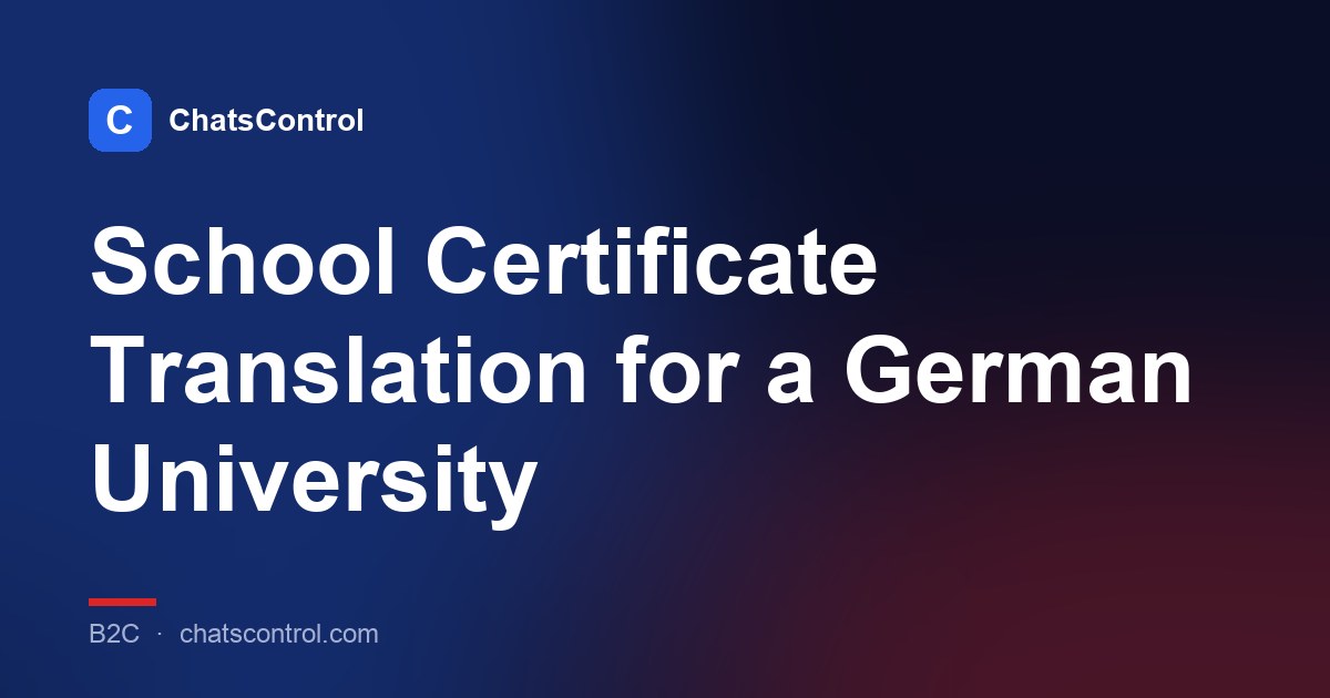 School Certificate Translation for a German University