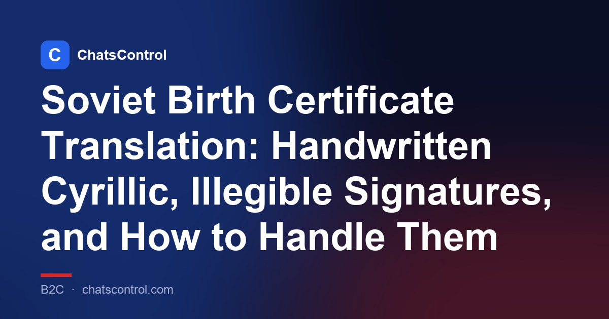 Translating Soviet Birth Certificates: Handwritten Cyrillic and Old Formats