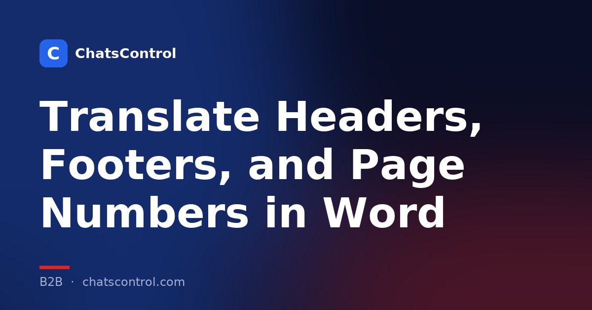 Translate Headers, Footers, and Page Numbers in Word