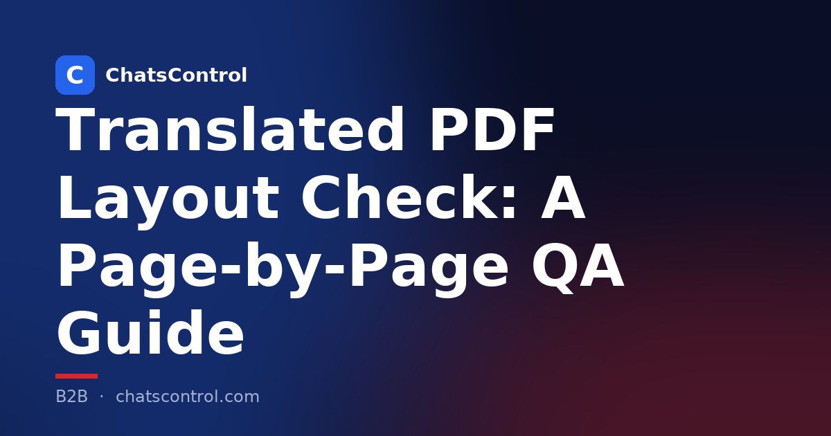 Translated PDF Layout Check: A Page-by-Page QA Guide